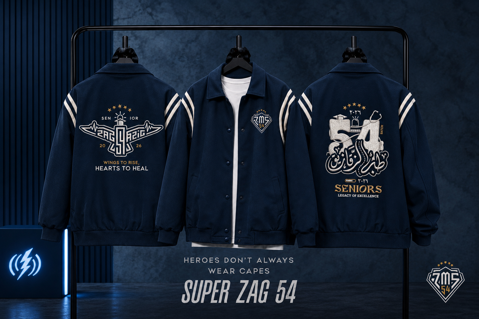 ZMS 54 Graduation Baseball Jacket Editorial View 1